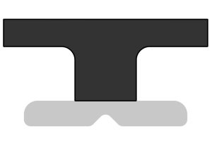 T Back Glazing Rubber to Suite F53 & F59 Sash