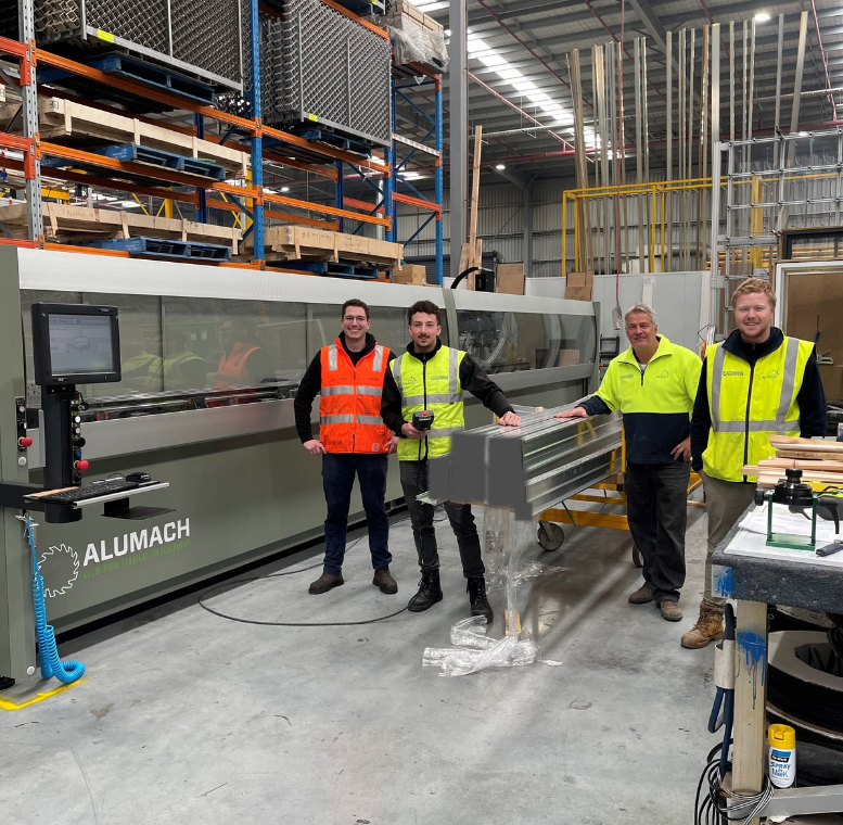 Team at Concept Aluminium’s AGWA-accredited window testing facility (CWT), 2023.