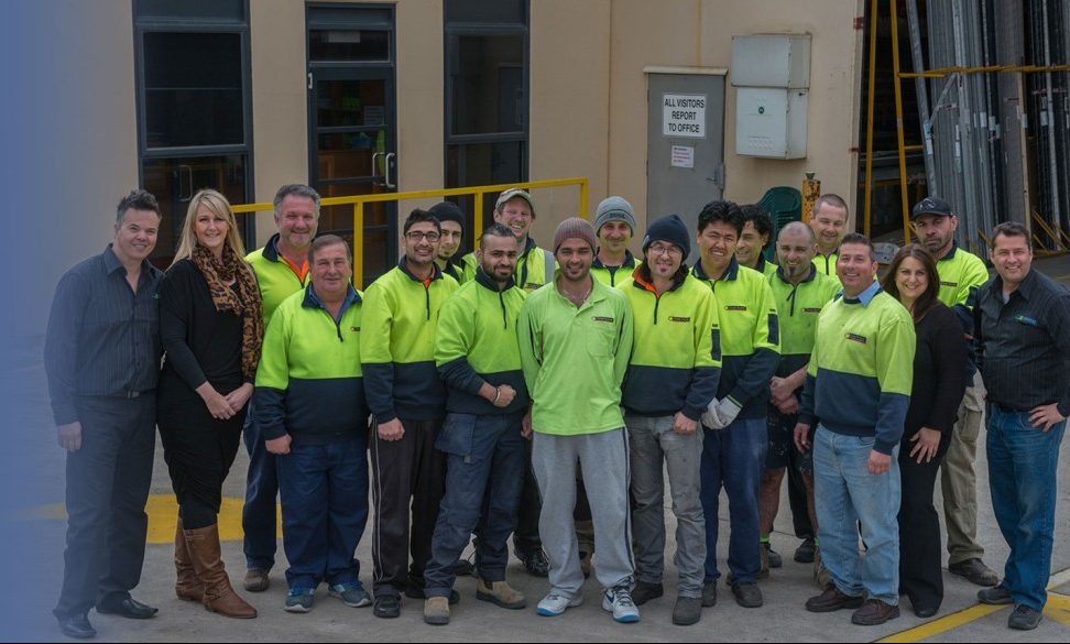 Concept Aluminium Systems team photo marking official trading name as CAS, 2012.